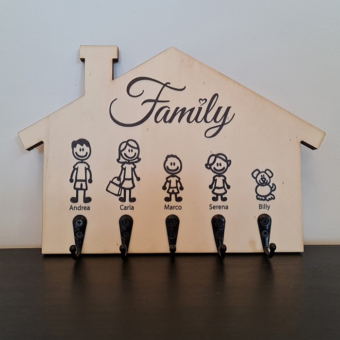 Appendichiavi da muro personalizzato portachiavi da parete in legno porta  chiavi ingresso Family
